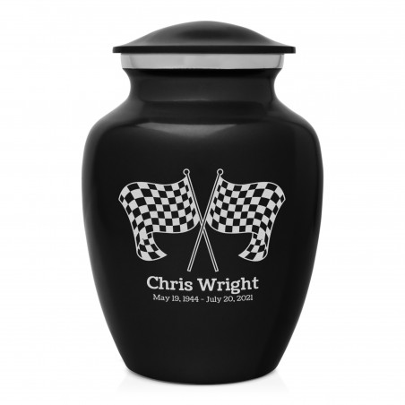 Race Checkered Flag Sharing Urn - Jet Black