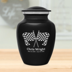 Race Checkered Flag Sharing Urn - Jet Black