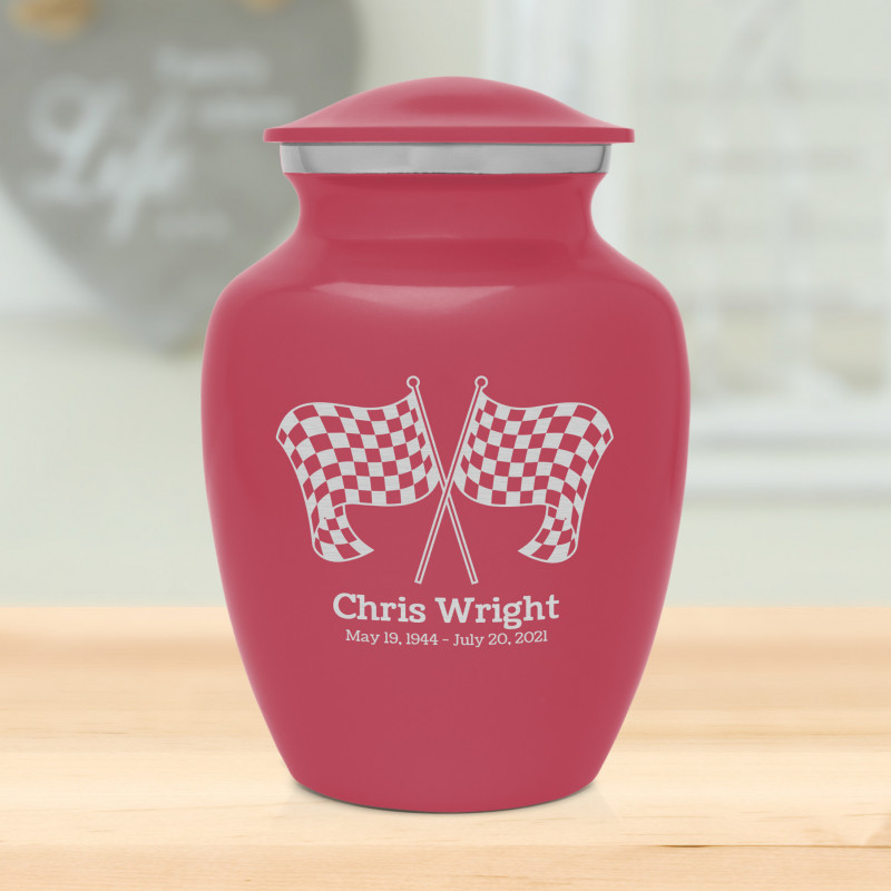 Race Checkered Flag Sharing Urn - Rose Pink