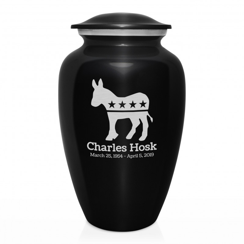 Democratic Donkey Cremation Urn - Jet Black