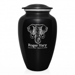 Elephant Cremation Urn - Jet Black