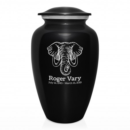 Elephant Cremation Urn - Jet Black
