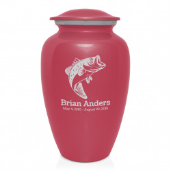 Bass Fishing Cremation Urn - Rose Pink