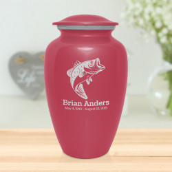 Bass Fishing Cremation Urn - Rose Pink