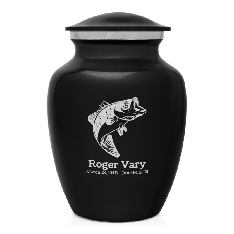Bass Fishing Sharing Urn - Jet Black