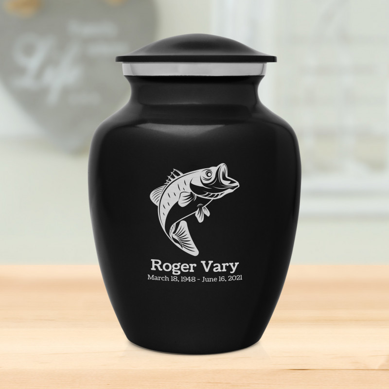 Bass Fishing Sharing Urn - Jet Black