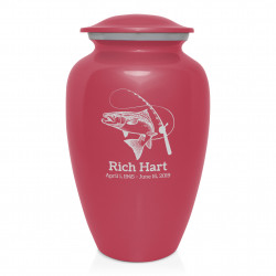 Salmon Fishing Cremation Urn - Rose Pink