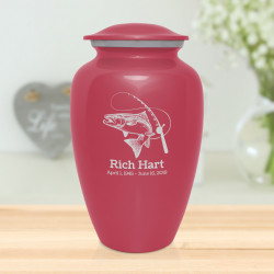 Salmon Fishing Cremation Urn - Rose Pink