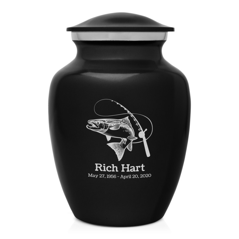 Salmon Fishing Sharing Urn - Jet Black