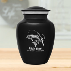Salmon Fishing Sharing Urn - Jet Black