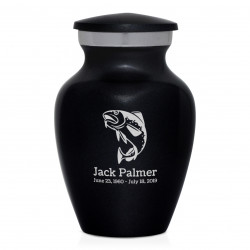 Salmon Fishing Keepsake Urn - Jet Black