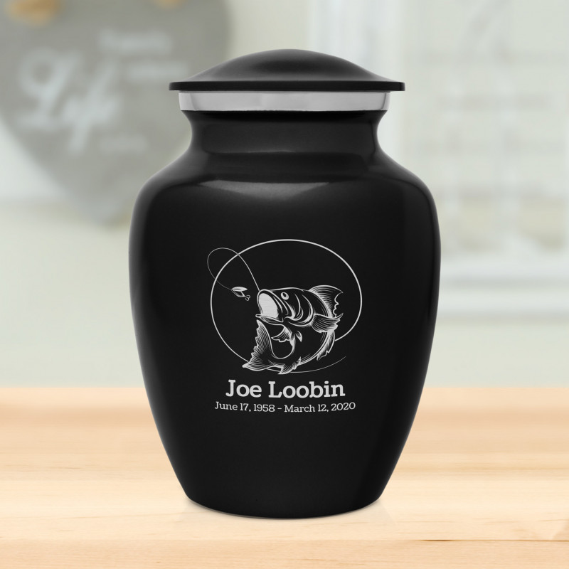 Lure Hit Fishing Sharing Urn - Jet Black