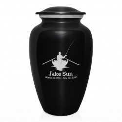Fisherman Boat Cremation Urn - Jet Black