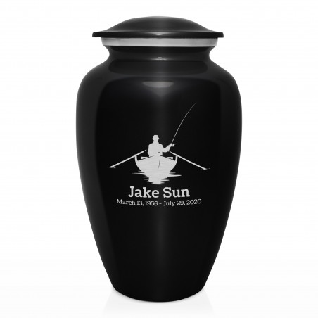 Fisherman Boat Cremation Urn - Jet Black