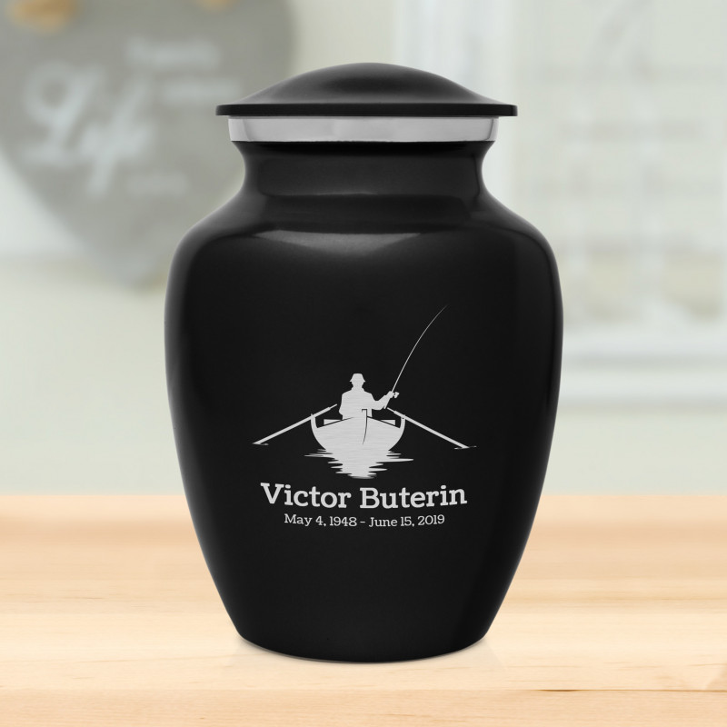 Fisherman Boat Sharing Urn - Jet Black