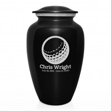 Golf Ball Cremation Urn - Jet Black