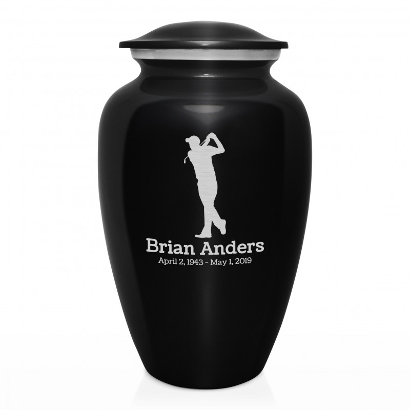 Golf Cremation Urn - Jet Black
