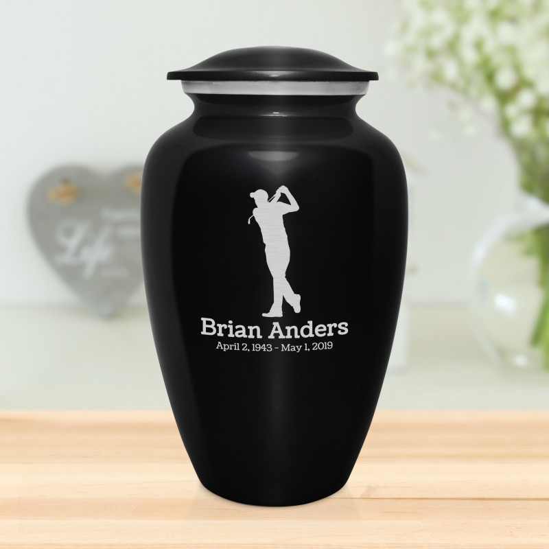 Golf Cremation Urn - Jet Black