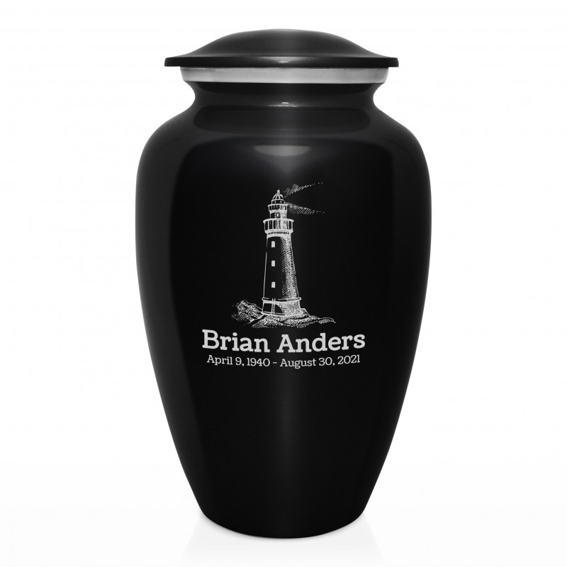 Lighthouse Cremation Urn - Jet Black
