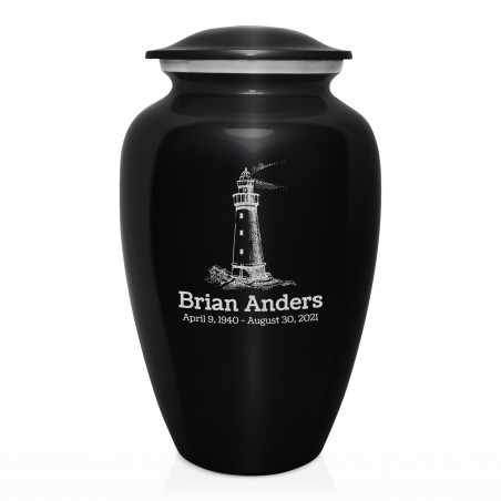 Lighthouse Cremation Urn - Jet Black