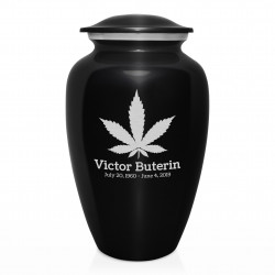 Marijuana Cremation Urn - Jet Black