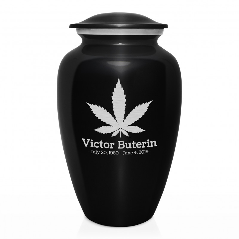 Marijuana Cremation Urn - Jet Black