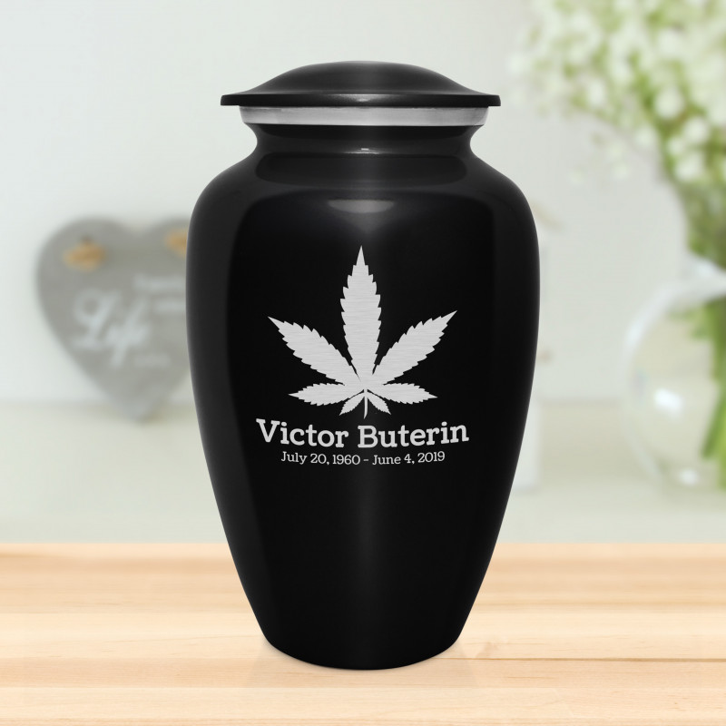 Marijuana Cremation Urn - Jet Black