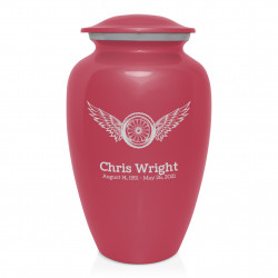 Winged Wheel Cremation Urn - Rose Pink