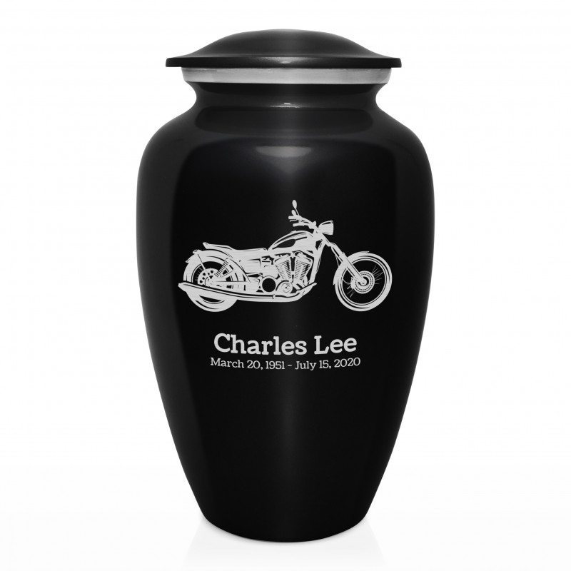 Motorcycle Cremation Urn - Jet Black
