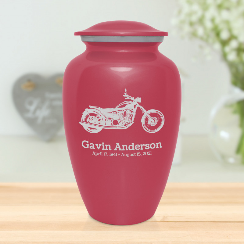 Motorcycle Cremation Urn - Rose Pink