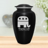 Republican Elephant Cremation Urn - Jet Black