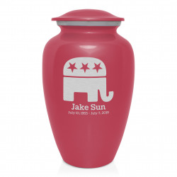 Republican Elephant Cremation Urn - Rose Pink