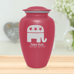 Republican Elephant Cremation Urn - Rose Pink