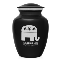 Republican Elephant Sharing Urn - Jet Black