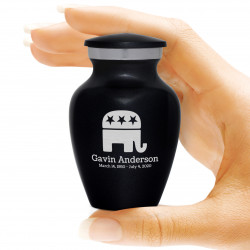 Republican Elephant Keepsake Urn - Jet Black