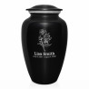 Rose Cremation Urn - Jet Black