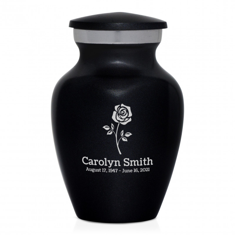Rose Keepsake Urn - Jet Black