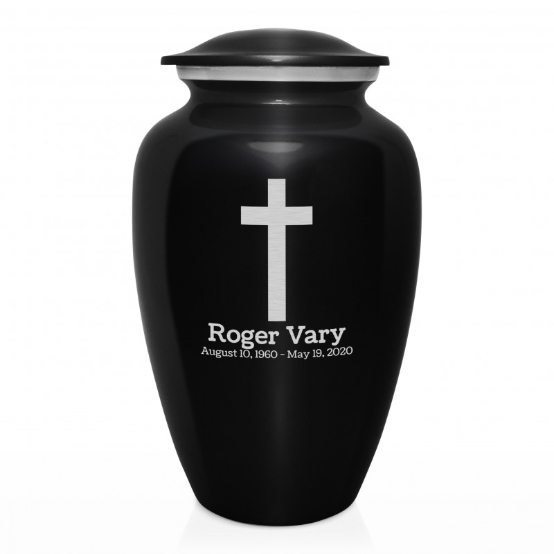 Cross Cremation Urn - Jet Black