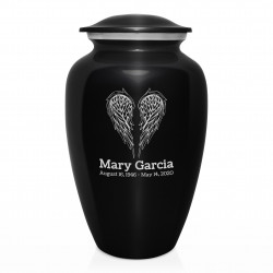 Angel Wings Cremation Urn - Jet Black