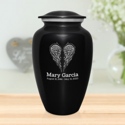 Angel Wings Cremation Urn - Jet Black