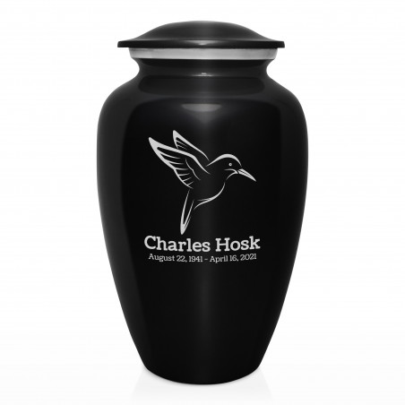 Hummingbird Cremation Urn - Jet Black