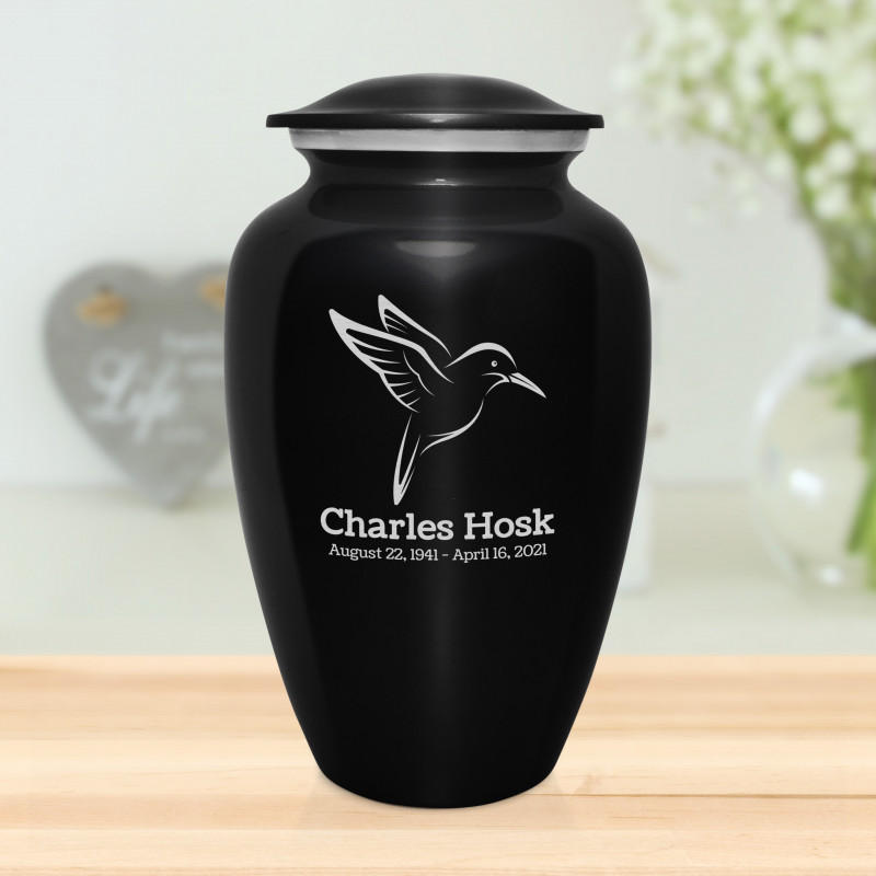 Hummingbird Cremation Urn - Jet Black