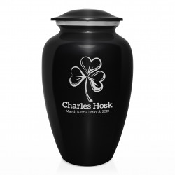 Shamrock Cremation Urn - Jet Black