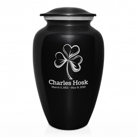 Shamrock Cremation Urn - Jet Black