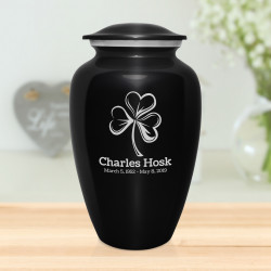 Shamrock Cremation Urn - Jet Black
