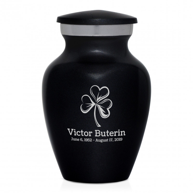 Shamrock Keepsake Urn - Jet Black
