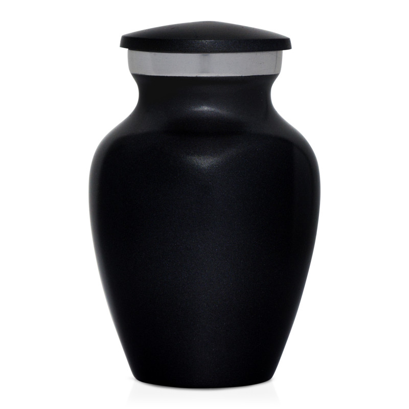 Keepsake Pawprint Heart Pet Cremation Urn - Jet Black