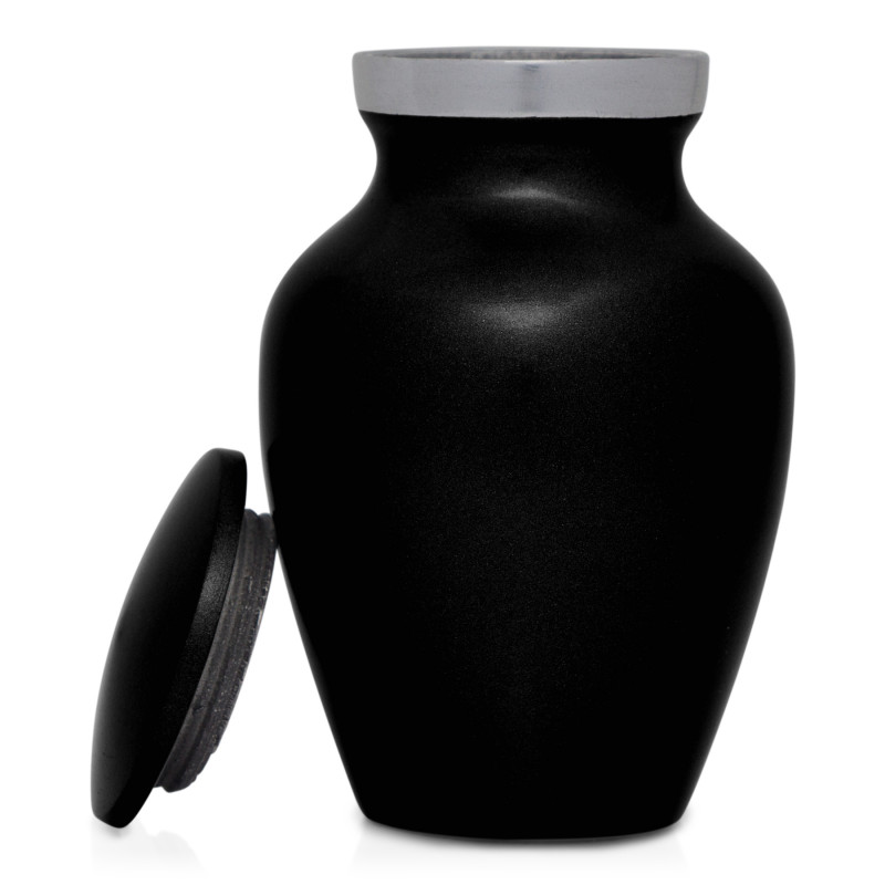 Keepsake Pawprint Heart Pet Cremation Urn - Jet Black