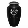 Extra Large Pawprint Heart Pet Cremation Urn - Jet Black