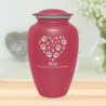 Extra Large Pawprint Heart Pet Cremation Urn - Rose Pink